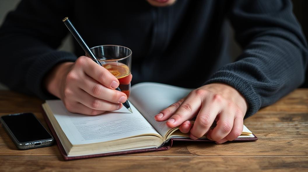 A drunk person writing a diary